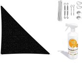 Compleet pakket: Sunfighters driehoek 3x3x4.2m Zwart met RVS Bevestigingsset en buitendoekreiniger