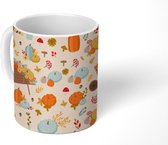 Mok - Koffiemok - Pompoen - Paddelstoelen - Bloemen - Patronen - Mokken - 350 ML - Beker - Koffiemokken - Theemok