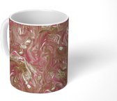 Mok - Bruin - Roze - Marmer print - Verf - Patronen - Mokken - 350 ML - Beker - Uitdeelcadeautjes