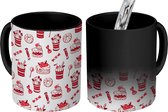 Magische Mok - Foto op Warmte Mokken - Koffiemok - Taart - Snoep - Rood - Patronen - Magic Mok - Beker - 350 ML - Theemok