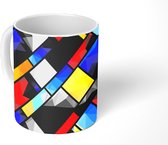 Mok - Mondriaan - Regenboog - Kunst - Patronen - Mokken - 350 ML - Beker - Uitdeelcadeautjes