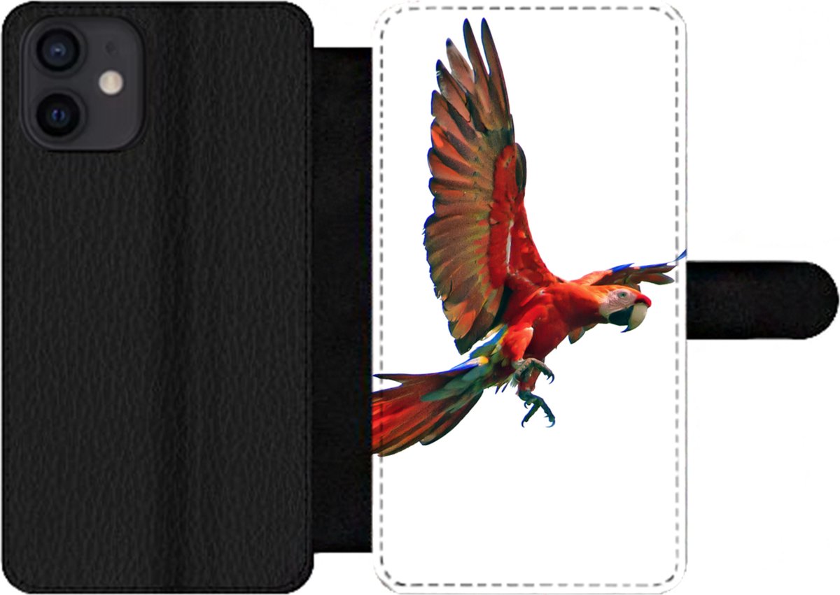 Telefoonhoesje Geschikt voor iPhone 12 telefoonhoesje - Ara - Vogel - Portret - Met vakjes - Wallet case met magneetsluiting