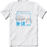 M18 Hellcat leger T-Shirt | Unisex Army Tank Kleding | Dames / Heren Tanks ww2 shirt | Blueprint | Grappig bouwpakket Cadeau - Wit - S