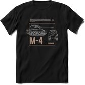 M4 Sherman leger T-Shirt | Unisex Army Tank Kleding | Dames / Heren Tanks ww2 shirt | Blueprint | Grappig bouwpakket Cadeau - Zwart - L