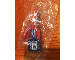 Kuifje raket - klein: 8 cm hoog - rood wit geblokt - Moulinsart
