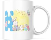 Paas Mok konijnen oren pasen R blauw | Paas cadeau | Pasen | Paasdecoratie | Pasen Decoratie | Grappige Cadeaus | Koffiemok | Koffiebeker | Theemok | Theebeker