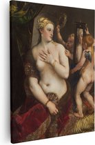 Artaza Canvas Schilderij Venus met een Spiegel - Diego Velázquez - 80x100 - Groot - Kunst - Wanddecoratie Woonkamer