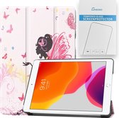 Case2go - Tablet hoes & Screenprotector geschikt voor iPad 2021 / 2020 / 2019 - 10.2 Inch - Auto Wake/Sleep functie - Flower Fairy