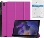 Case2go - Tablet hoes & Screenprotector geschikt voor Samsung Galaxy Tab A8 - 10.5 Inch - Auto Wake/Sleep functie - Paars