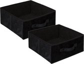 Set van 4x stuks opbergmand/kastmand 14 liter zwart polyester 31 x 31 x 15 cm - Opbergboxen - Vakkenkast manden