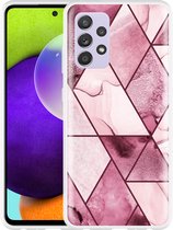 Hoesje Geschikt voor Samsung Galaxy A52 Roze Marmer Mix