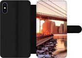 Bookcase Geschikt voor iPhone X telefoonhoesje - New York - Brooklyn - Bridge - Met vakjes - Wallet case met magneetsluiting