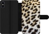 Bookcase Geschikt voor iPhone XS Max telefoonhoesje - Close-up vacht luipaard - Met vakjes - Wallet case met magneetsluiting