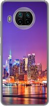 Geschikt voor Xiaomi Mi 10T Lite 5G hoesje - New York - Skyline - Paars - Siliconen Telefoonhoesje