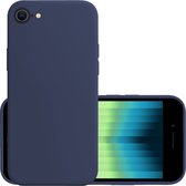 Hoes Geschikt voor iPhone SE 2022 Hoesje Cover Siliconen Back Case Hoes - Donkerblauw