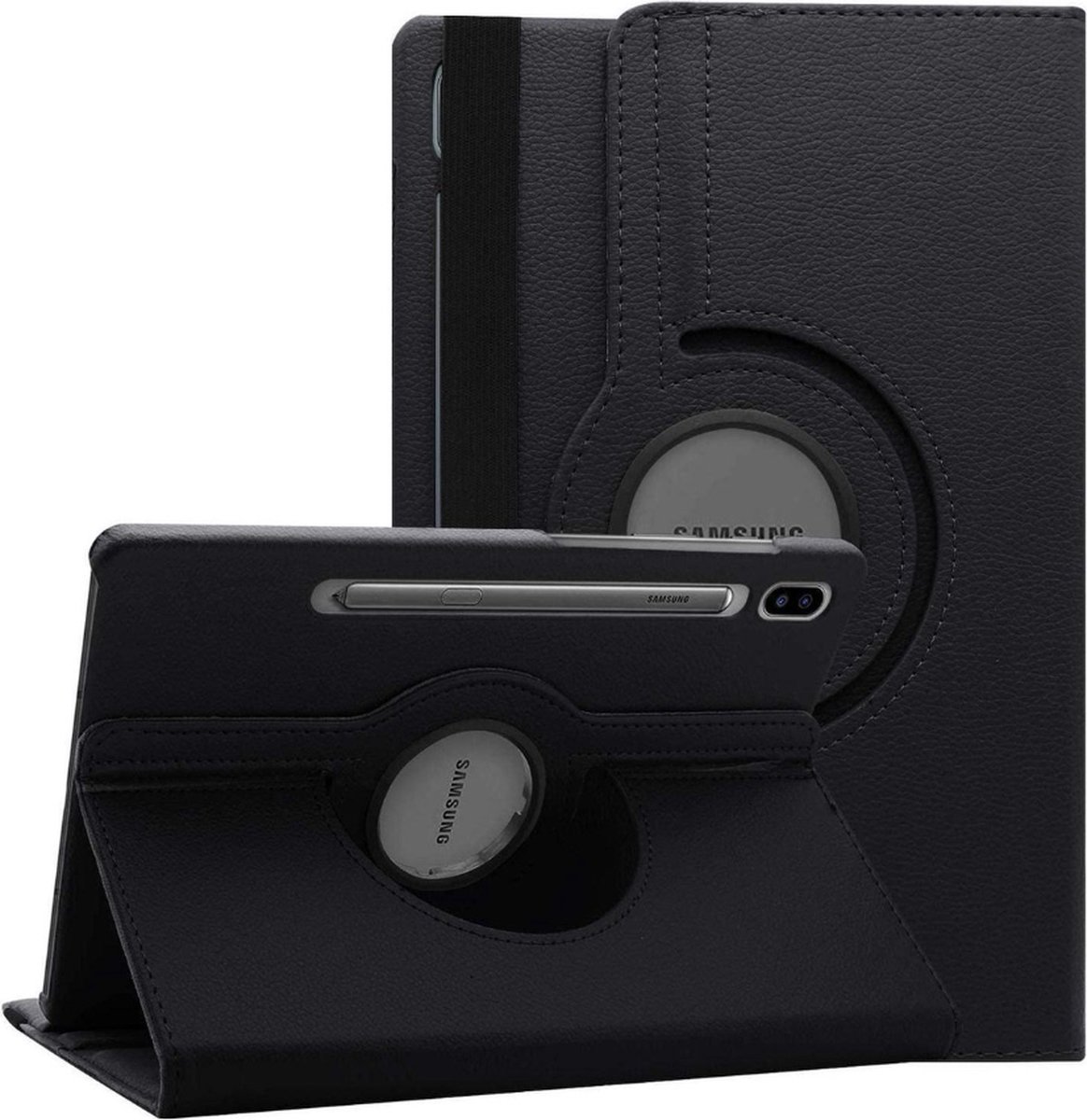 LuxeBass Hoesje geschikt voor Samsung Galaxy Tab S6 (T860) Draaibaar Hoesje - zwart