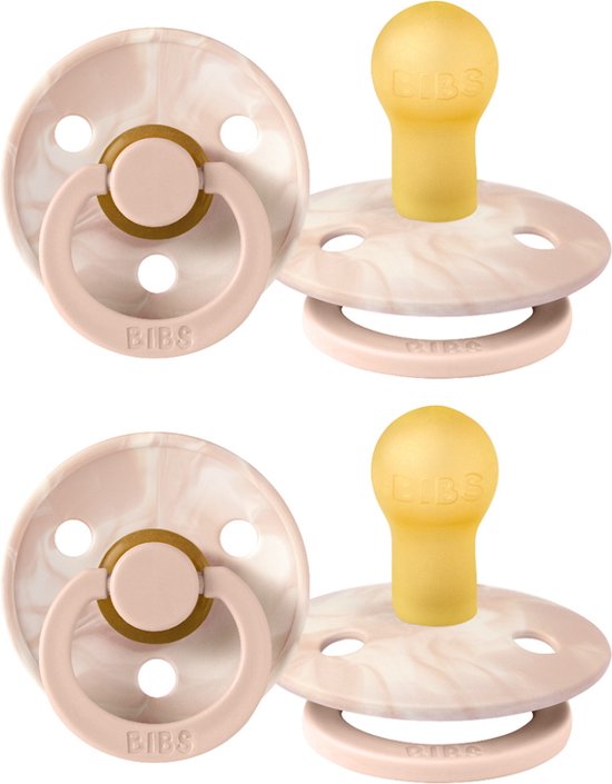 BiBS Round Pacifier Stage 1 Fopspeen 0+ maanden 2 stuks Blush