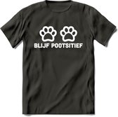 Blijf Poetsitief - Katten T-Shirt Kleding Cadeau | Dames - Heren - Unisex | Kat / Dieren shirt | Grappig Verjaardag kado | Tshirt Met Print | - Donker Grijs - 3XL