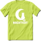 Nachtkat- Katten T-Shirt Kleding Cadeau | Dames - Heren - Unisex | Kat / Dieren shirt | Grappig Verjaardag kado | Tshirt Met Print | - Groen - 3XL