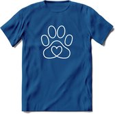 Love Paw - Katten T-Shirt Kleding Cadeau | Dames - Heren - Unisex | Kat / Dieren shirt | Grappig Verjaardag kado | Tshirt Met Print | - Donker Blauw - XL