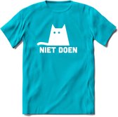 Niet Doen! - Katten T-Shirt Kleding Cadeau | Dames - Heren - Unisex | Kat / Dieren shirt | Grappig Verjaardag kado | Tshirt Met Print | - Blauw - XXL