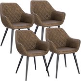 Set Van 4 Keukenstoelen Gemaakt Van Kunstleer Metaal Model Samira Donkerbruin