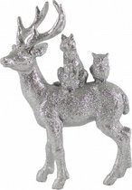 kerstfiguur rendier glitters 19 x 14 x 4 cm zilver