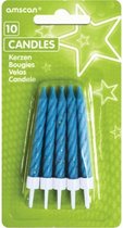 verjaardagskaarsjes Glitter 6,3 cm blauw 10 stuks