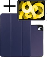 iPad Air 5 2022 Hoesje Met Screenprotector Case Hard Cover Hoes Met Apple Pencil Uitsparing Book Case - Donker Blauw