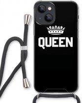 Case Company® - iPhone 13 hoesje met Koord - Queen zwart - Telefoonhoesje met Zwart Koord - Extra Bescherming aan alle Kanten en Over de Schermrand