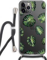 Case Company® - iPhone 11 Pro Max hoesje met Koord - Tropische bladeren - Telefoonhoesje met Zwart Koord - Extra Bescherming aan alle Kanten en Over de Schermrand