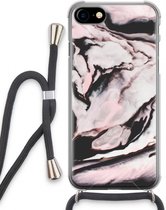 Case Company® - iPhone SE 2020 hoesje met Koord - Roze stroom - Telefoonhoesje met Zwart Koord - Extra Bescherming aan alle Kanten en Over de Schermrand