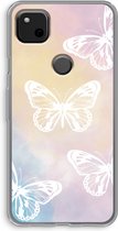 Case Company® - Google Pixel 4a hoesje - White butterfly - Soft Cover Telefoonhoesje - Bescherming aan alle Kanten en Schermrand