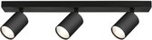 LED Plafondspot - Crinton Betin - GU10 Fitting - 3-lichts - Rond - Mat Zwart - Kantelbaar - Aluminium