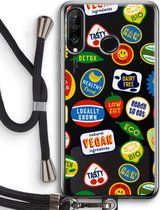 Case Company® - Huawei P30 Lite hoesje met Koord - Fruitsticker - Telefoonhoesje met Zwart Koord - Bescherming aan alle Kanten en Over de Schermrand