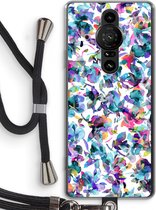 Case Company® - Sony Xperia Pro-I hoesje met Koord - Hibiscus Flowers - Telefoonhoesje met Zwart Koord - Bescherming aan alle Kanten en Over de Schermrand
