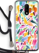 Case Company® - OnePlus 7 hoesje met Koord - Watercolor Brushstrokes - Telefoonhoesje met Zwart Koord - Bescherming aan alle Kanten en Over de Schermrand