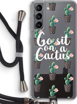 Case Company® - Samsung Galaxy S21 hoesje met Koord - Cactus quote - Telefoonhoesje met Zwart Koord - Bescherming aan alle Kanten en Over de Schermrand