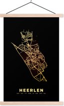 Porte-affiche avec affiche - Affiche scolaire - Heerlen - Plan de la ville - Carte - Carte - Nederland - 40x60 cm - lattes vierges