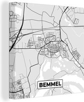 Canvas Schilderij Bemmel - Stadskaart - Kaart - Plattegrond - Zwart Wit - Nederland - 90x90 cm - Wanddecoratie