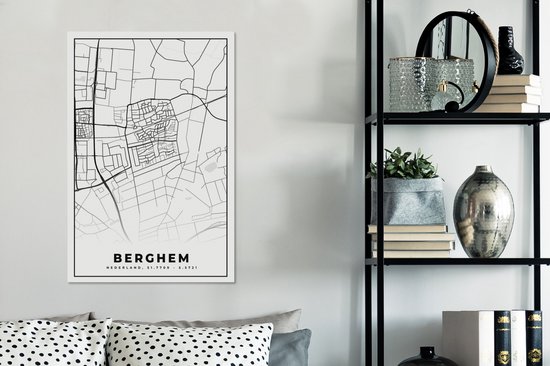 Peinture sur toile Carte - Nederland - Carte - Plan de la ville - Berghem - 60x90 cm - Décoration murale