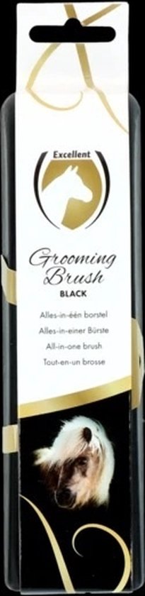 Excellent Horse Grooming Brush Medium Zwart