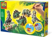 SES - Gieten en schilderen - Dino's - sneldrogend - met gietmal, houder, gips, verf en penseel