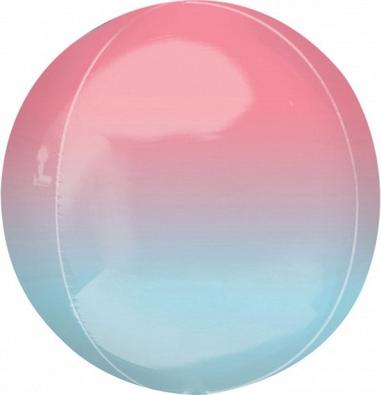 folieballon Orbz 40 cm roze/blauw
