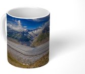 Mok - Panorama van de Aletschgletsjer in Zwitserland met blauwe lucht - 350 ML - Beker - Uitdeelcadeautjes