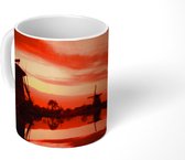 Mok - Koffiemok - Molens tijdens zonsondergang - Mokken - 350 ML - Beker - Koffiemokken - Theemok