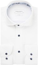 Profuomo slim fit overhemd - tricot - wit - Strijkvriendelijk - Boordmaat: 40