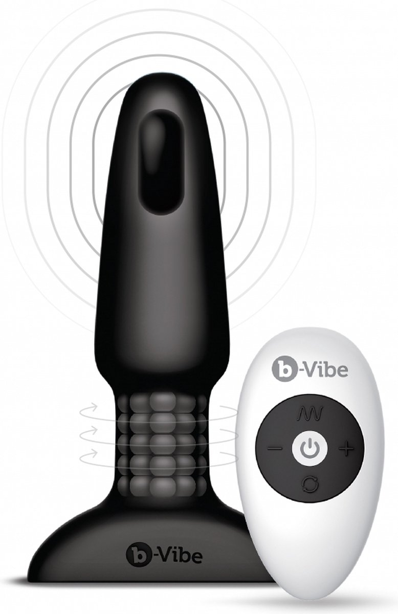 Goedkoopste b-Vibe - Vibrerende buttplug met rotatie - Zwart/Blauw