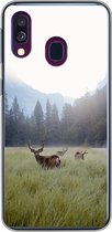 Convient pour coque Samsung Galaxy A40 - Forêt - Cerf - Brouillard - Coque de téléphone en Siliconen
