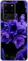 Geschikt voor Samsung Galaxy S20 Ultra hoesje - Patroon - Bloemen - Paars - Siliconen Telefoonhoesje